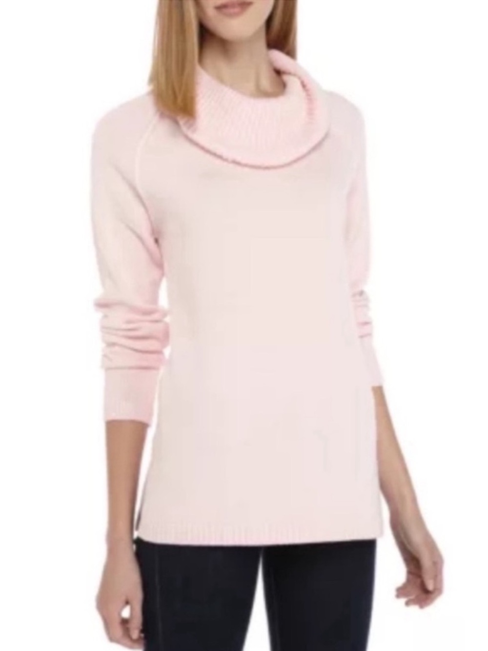 Kim Rogers Light Pink Cowl Neck Long Sleeve Cotton Knit Sweater Size Small